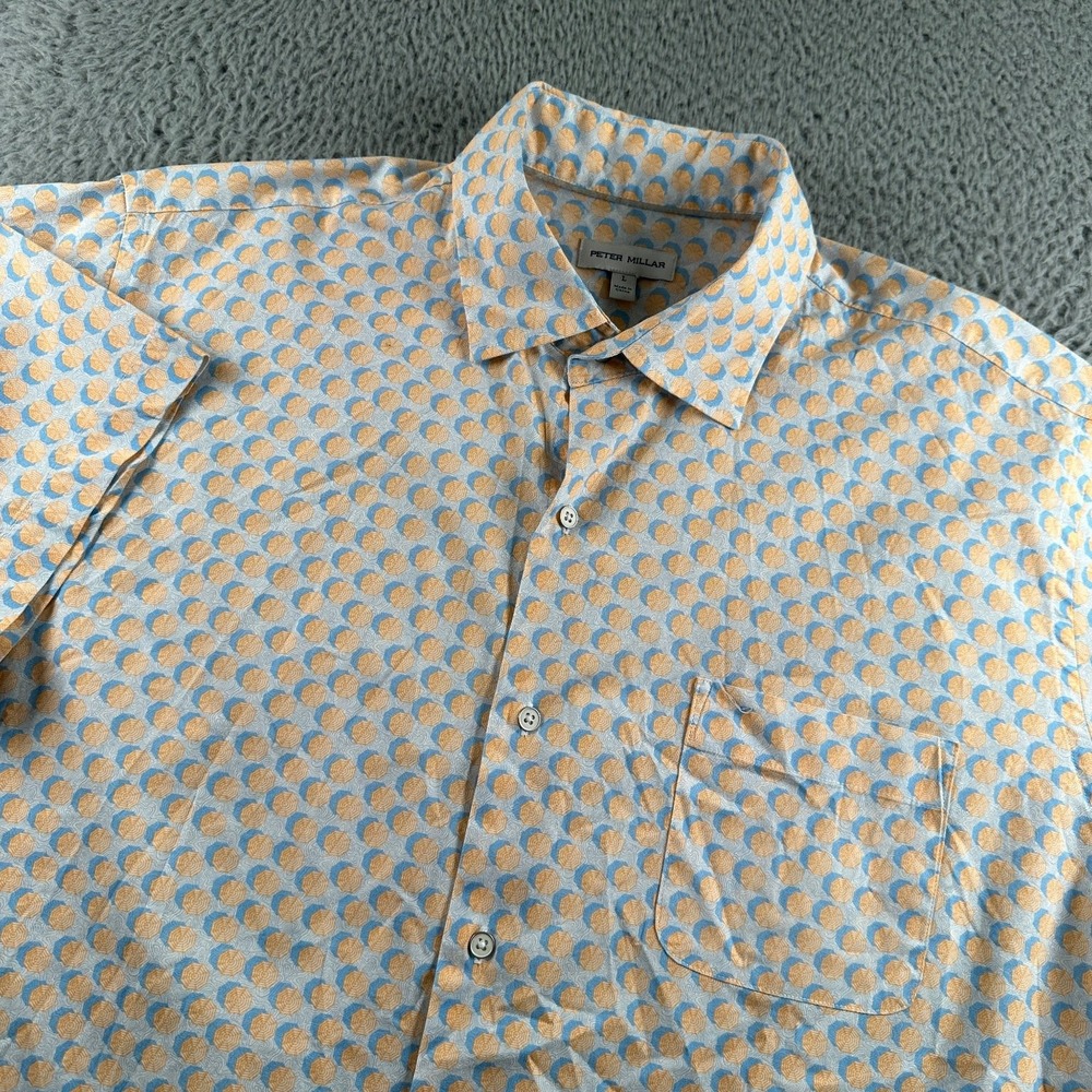 Peter Millar Men's Casual Throwing Shade Button Down Shirt L Geometric